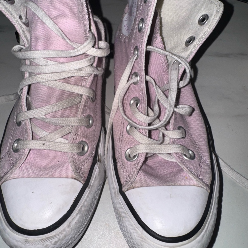 Converse Light Pink and White High-Top Sneakers